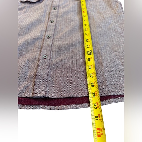 MAKIA Herringbone Button Down Long Sleeve Shirt Size L Brick Red 100% Cotton - Picture 4 of 7